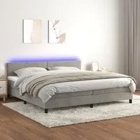 Letto a Molle Materasso e LED Grigio Chiaro 200x200 cm Velluto 3134303