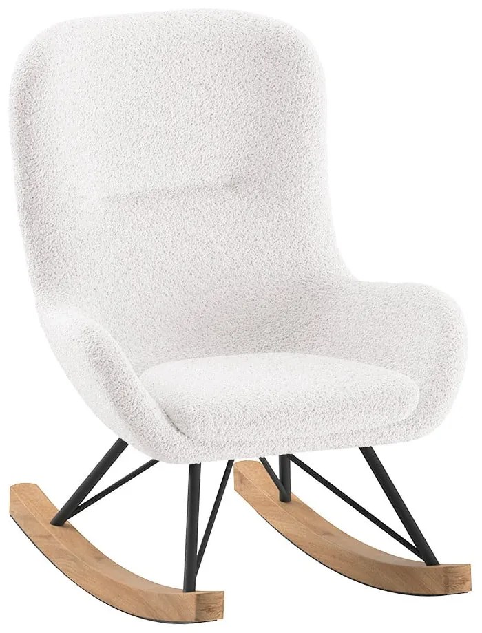 Sedia a dondolo bianca in tessuto bouclé ROCKY - Vipack