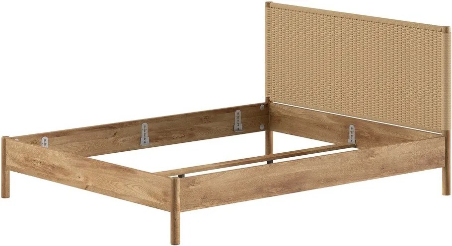 Letto matrimoniale di colore naturale in rovere massiccio rete non inclusa 160x200 cm Olive Rope – Vipack