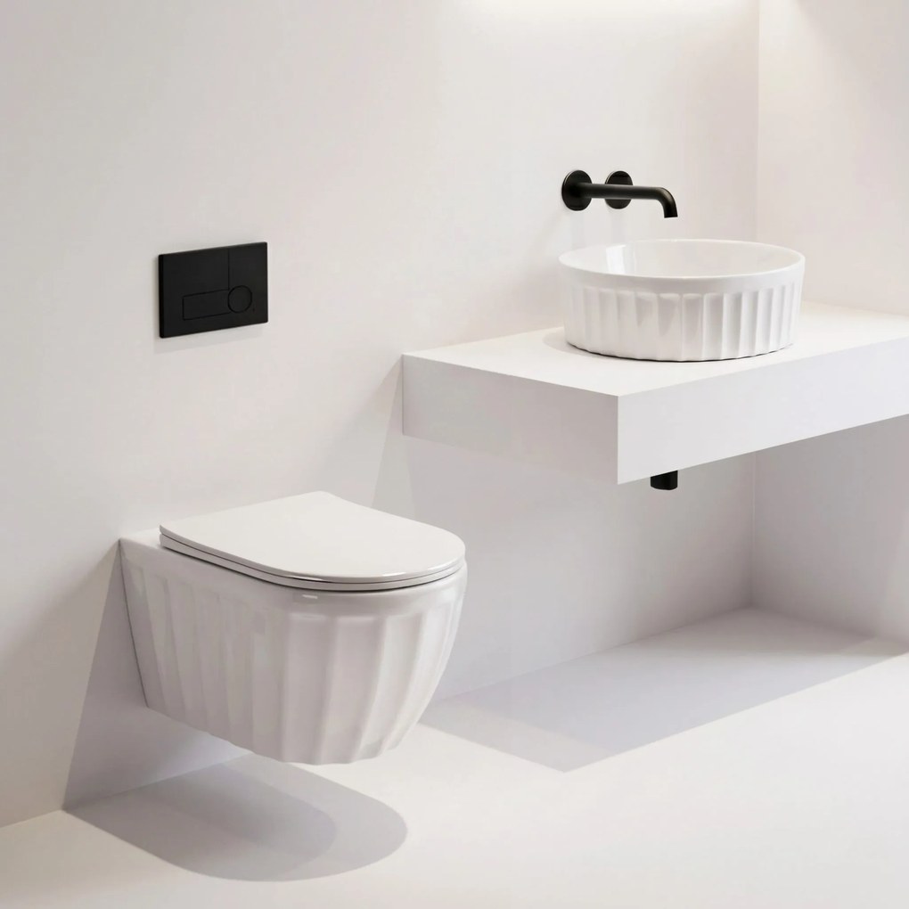 Set: WC sospeso + Lavabo da appoggio Rea Duo White