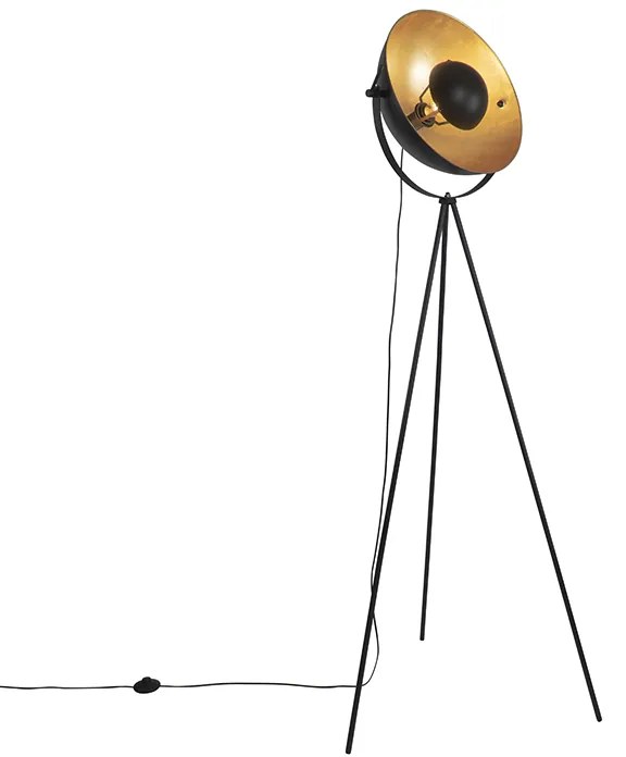 Lampada da terra nera con oro 42 cm treppiede regolabile - Magnax