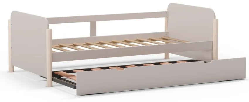 Letto per bambini in legno di pino crema con letto estraibile 90x190 cm Enola - Marckeric