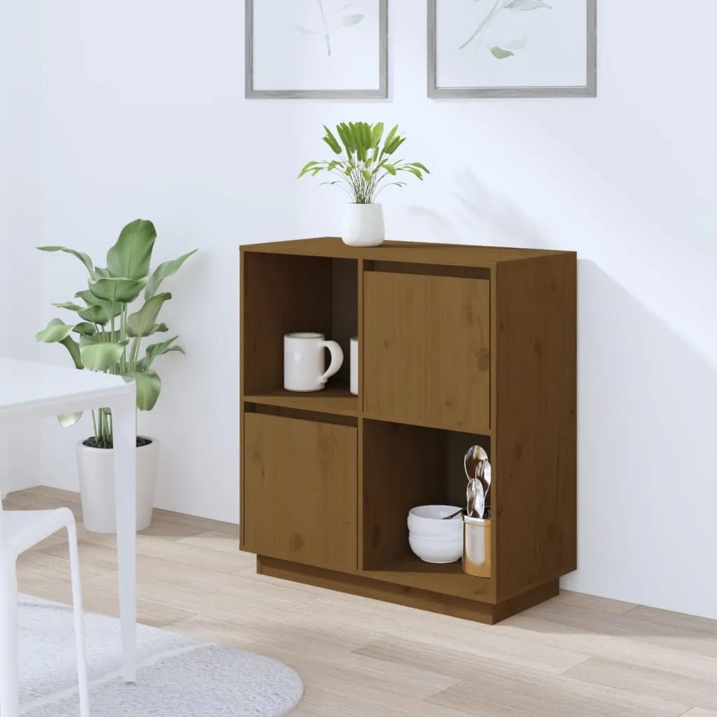 Credenza Marrone Ambrato 74x35x80 Cm İn Legno Massello Di Pino /