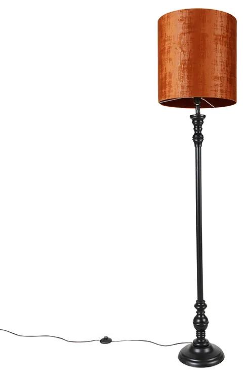 Lampada da terra classica nera con paralume rosso 40 cm - Classico