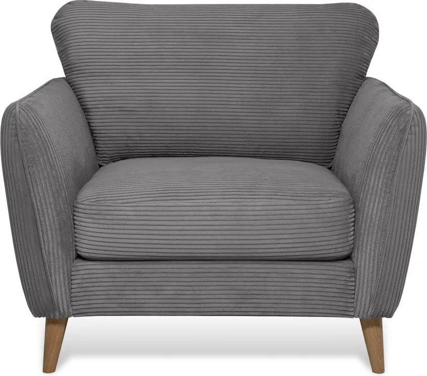 Poltrona in velluto a coste grigio scuro Paris - Scandic