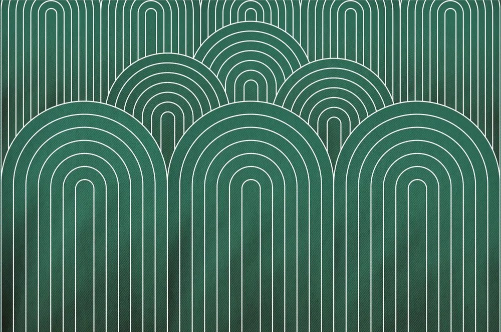 Carta da parati – Motivo arcobaleno verde Mid-Century