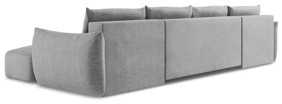 Divano angolare grigio chiaro allungabile (a U) Leila – Makamii