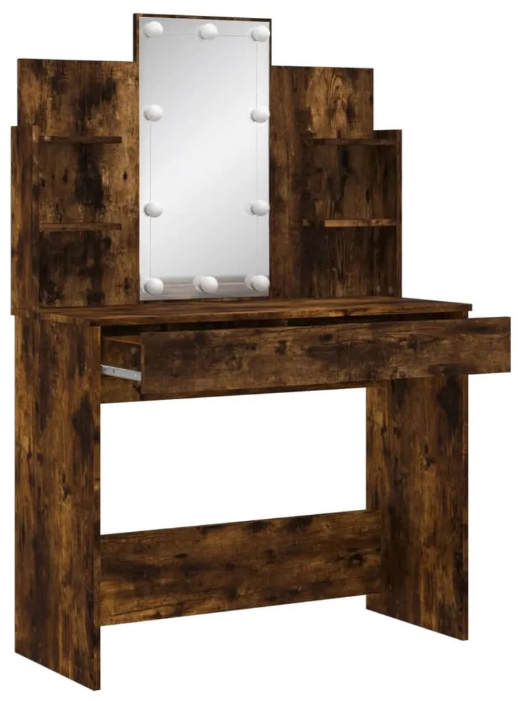 Toeletta con luci led rovere fumo 96x40x142 cm