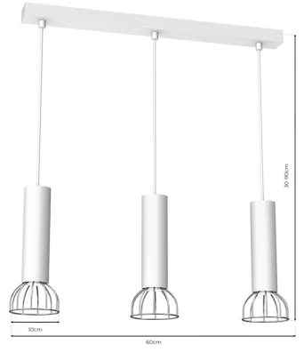 Lampadario su corda DANTE 3xGU10/25W/230V bianco/cromo lucido