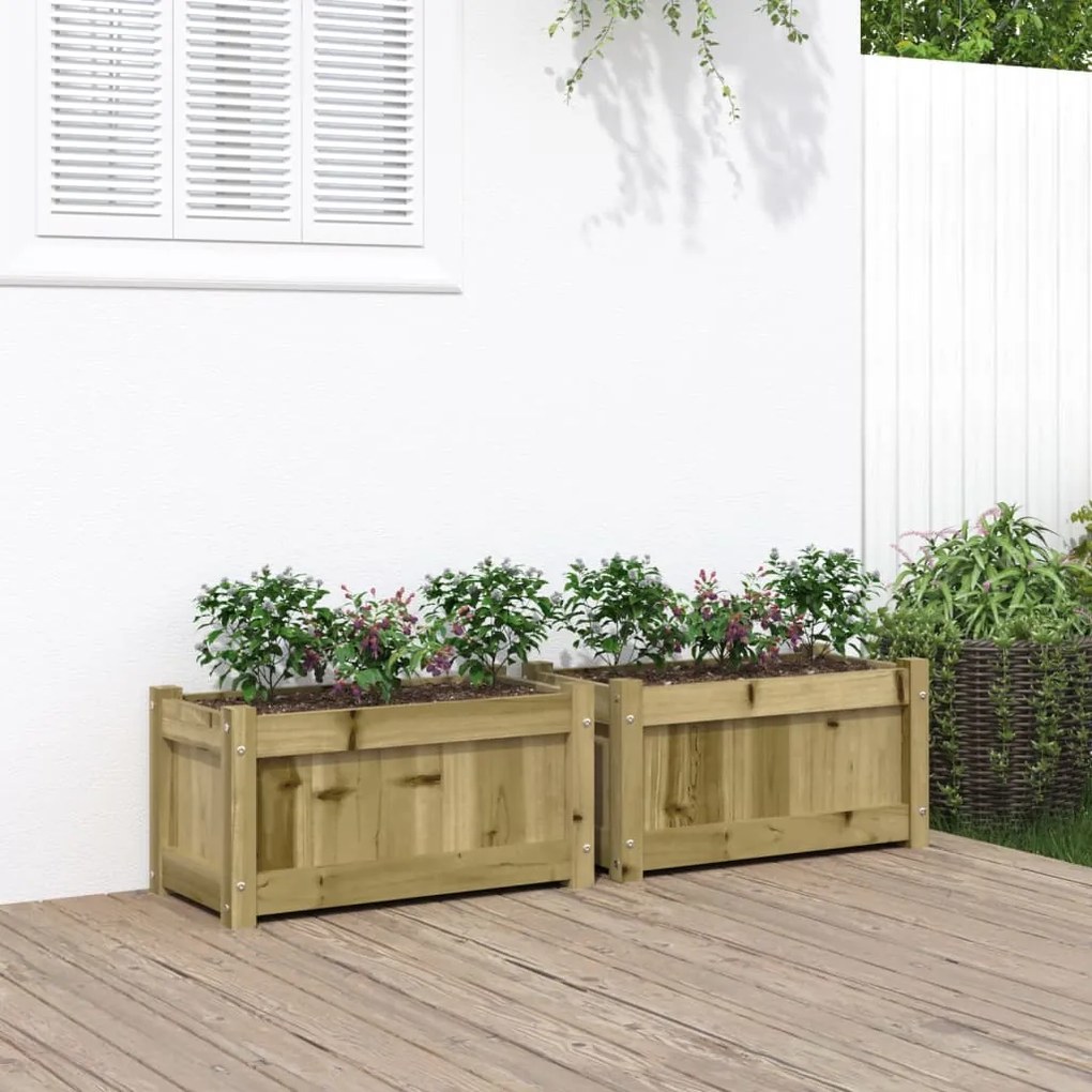Fioriere Da Giardino 2 Pz İn Legno Di Pino Impregnato /