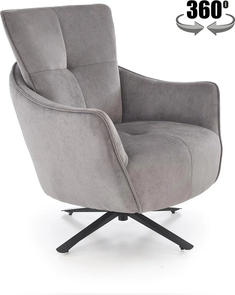 Poltrona relax Scampi girevole in tessuto grigio – 75x86x97 cm