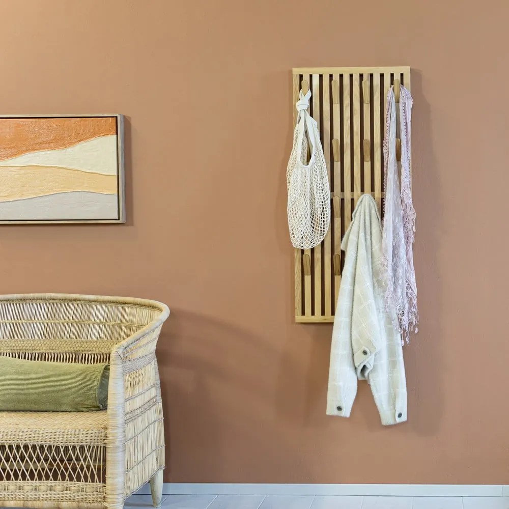 Pannello appendiabiti di colore naturale in rovere massiccio 46x100x8 cm Parco – Spinder Design