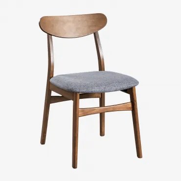 Sedia Da Pranzo In Tessuto E Legno Cloda Legno Scuro - Grigio - Sklum