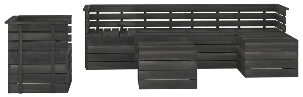 Set divani da giardino su pallet 7 pz legno pino grigio scuro