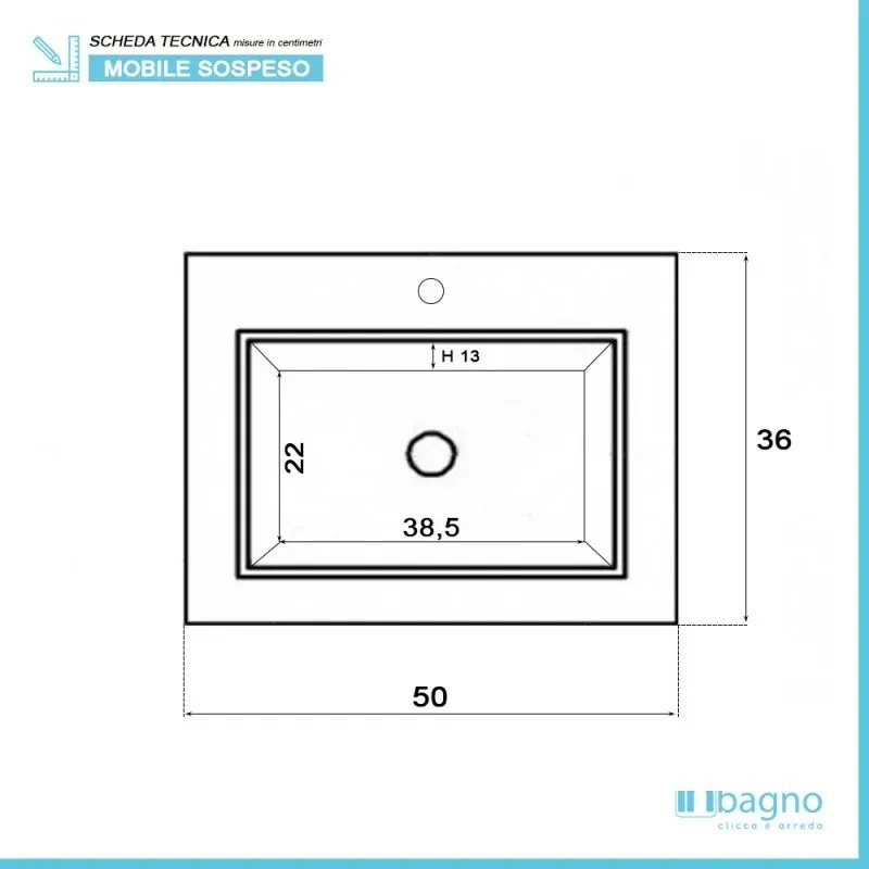 Mobile da bagno salvaspazio rovere chiaro 50x36,5 cm con anta