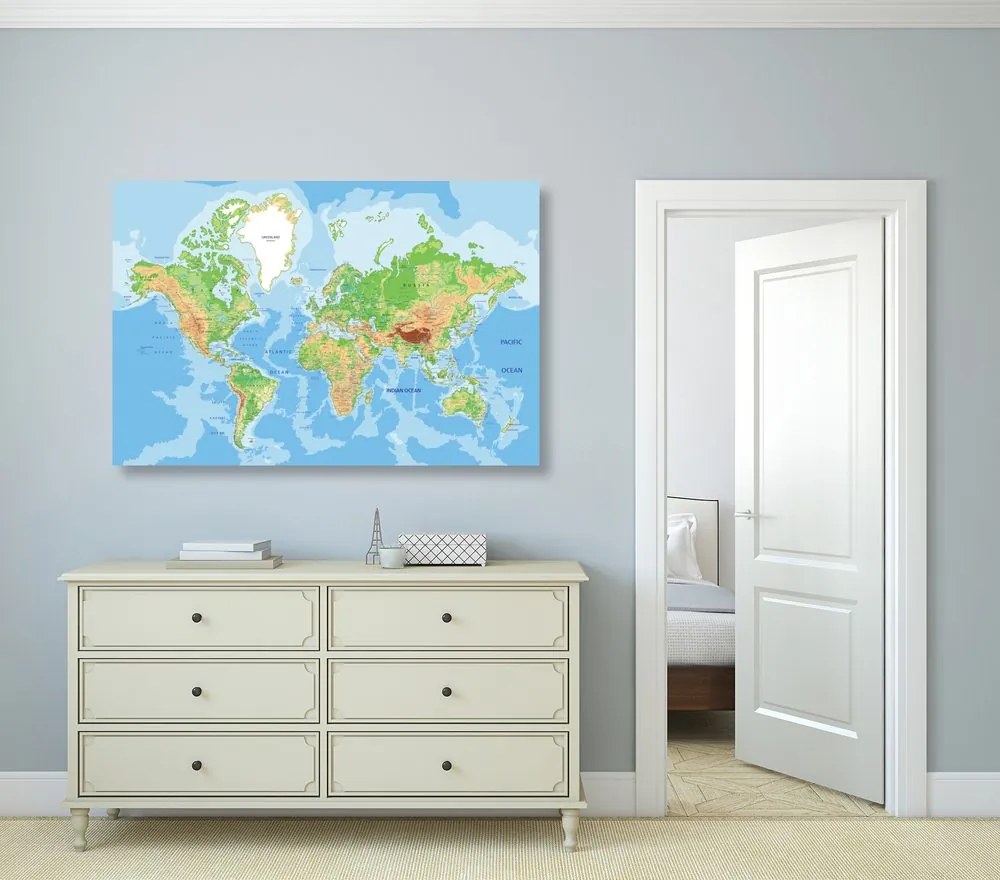 Stampa su tela – Mappa del mondo classica