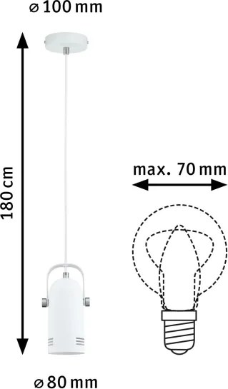 Paulmann 79767 - Lampada a sospensione LED 1xE27/8W LAVEA 230V bianca