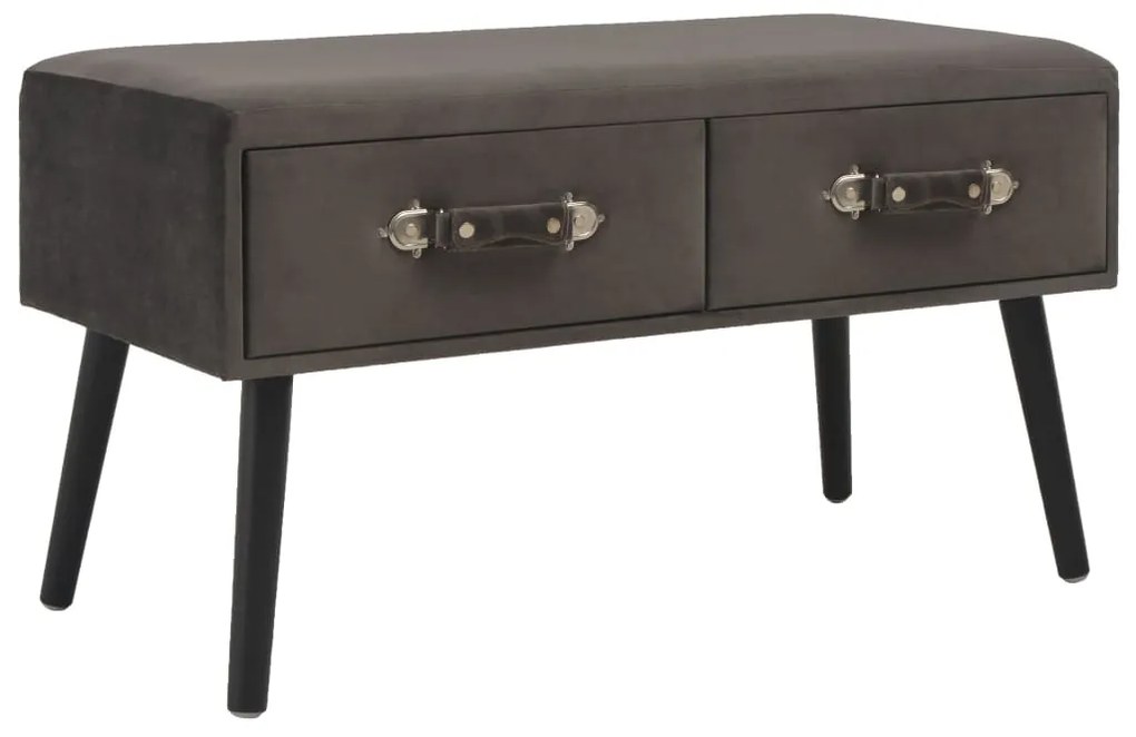 Panca Con Cassetti 80 Cm Grigia İn Velluto /