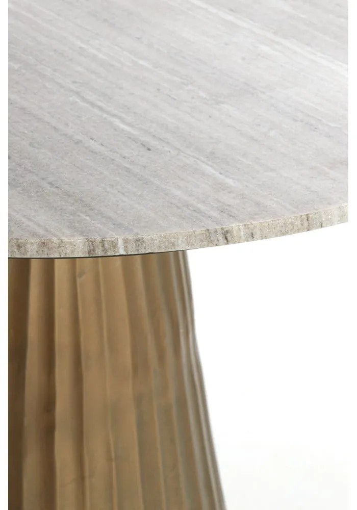 Tavolo da pranzo rotondo in bronzo e colore naturale con piano in marmo ø 100 cm Rianne - Light & Living