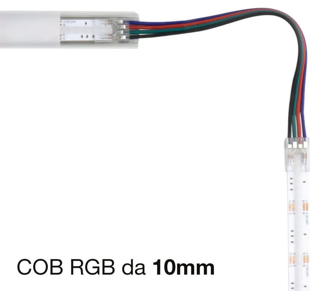 Connettore Angolare per strisce LED RGB COB da 10mm - CF 2PZ
