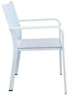 Poltrona Impilabile Zante con Struttura in Alluminio, seduta e schienale in textilene, Bianco