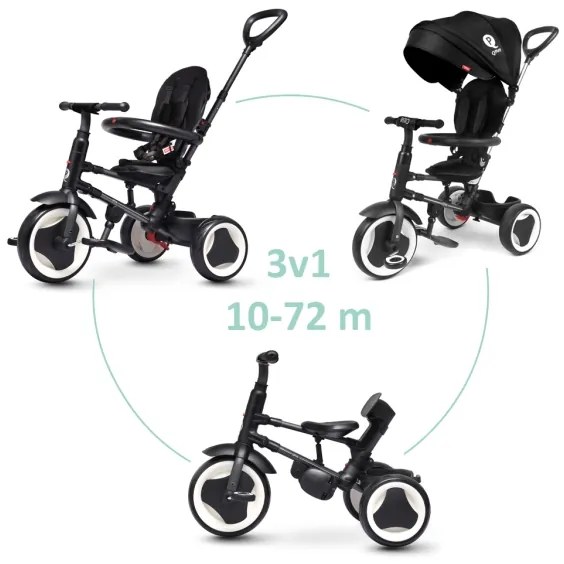 QPlay - Triciclo per bambini 3in1 RITO EVA nero