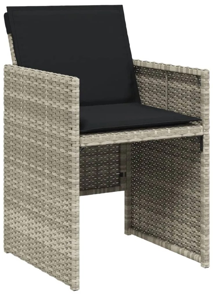 Set da pranzo da giardino 15 pz con cuscini grigio polyrattan