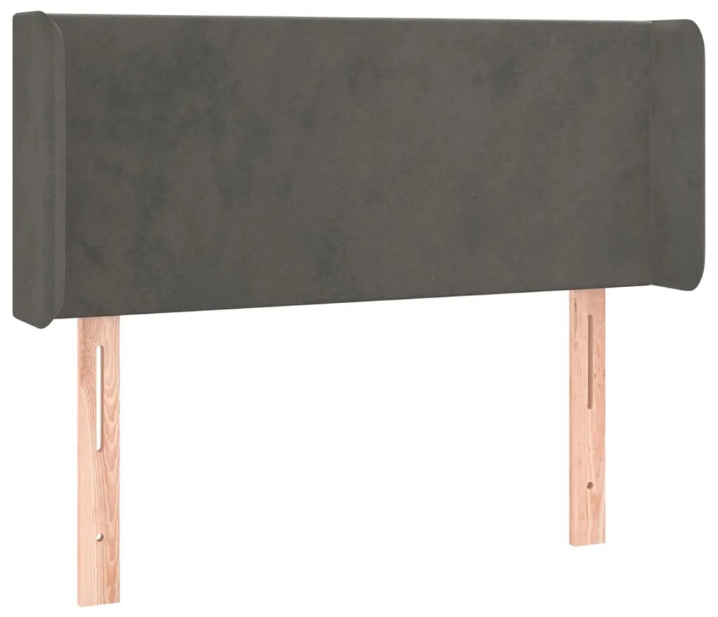 Testiera ad orecchio grigio scuro 83x16x78/88 cm in velluto