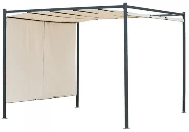 PERGOLA MT. 3X3 GAZEBO ACCIAIO CON TELO RETRATTILE SCORREVOLE