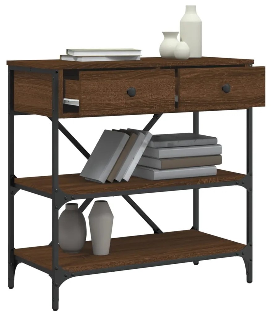 Tavolino consolle rovere marrone 75x34,5x75cm legno multistrato