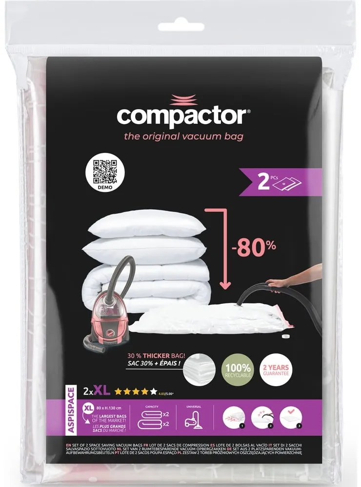 Sacchetti per il vuoto in set da 2 pezzi Premium Valve XL - Compactor