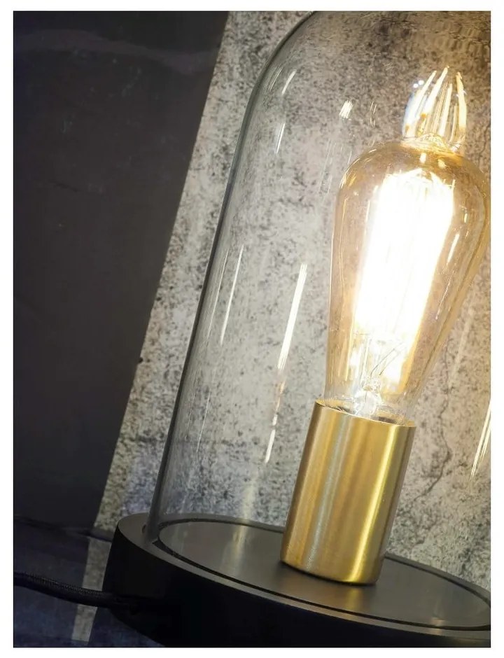 Lampada da tavolo nera con paralume in vetro (altezza 30 cm) Seattle - it's about RoMi