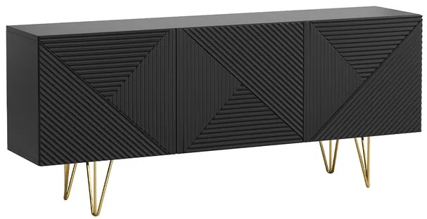 Credenza design nero e oro 3 ante L160 cm OZEN