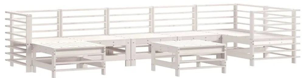 Set divani da giardino 8pz con cuscini in legno massello bianco