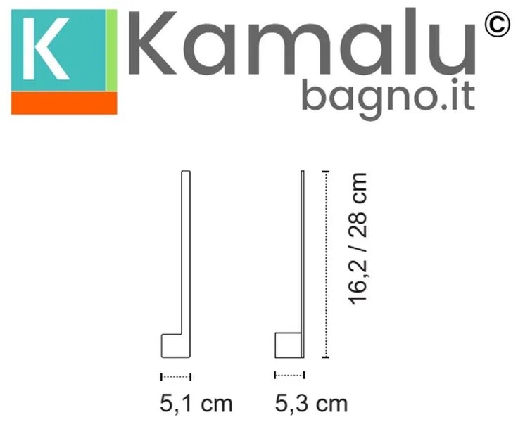 Kamalu - porta rotolo design verticale 28 cm in acciaio inox finitura satinata| nuevo-s