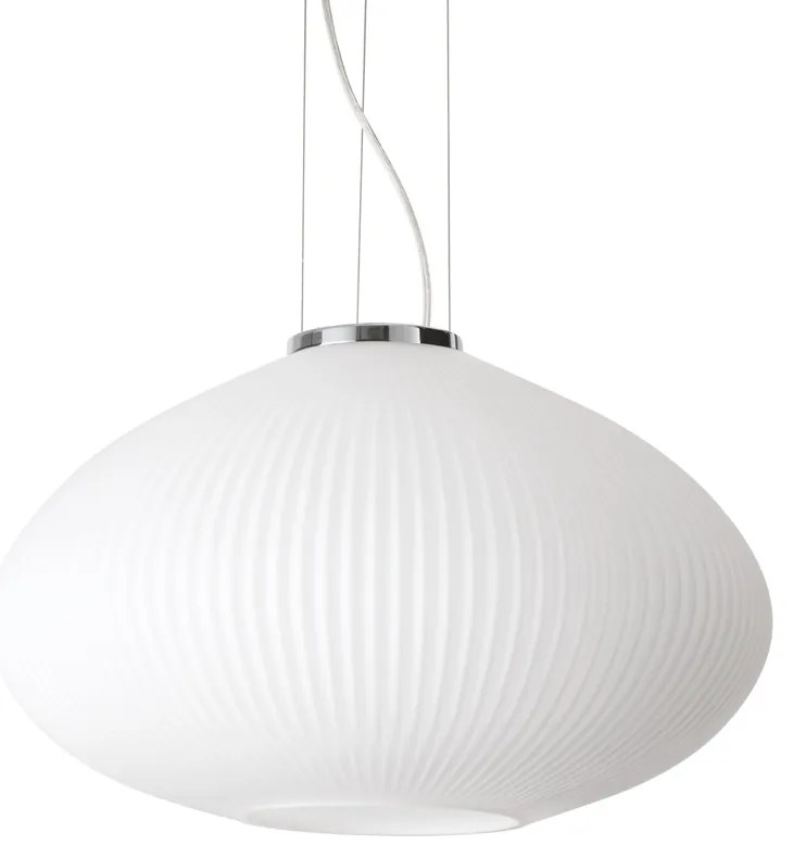 Sospensione Moderna Plisse' Metallo Cromo 1 Luce E27 D45Cm