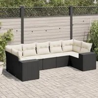 Set Divani da Giardino con Cuscini 7pz Nero Polyrattancod mxl 89229