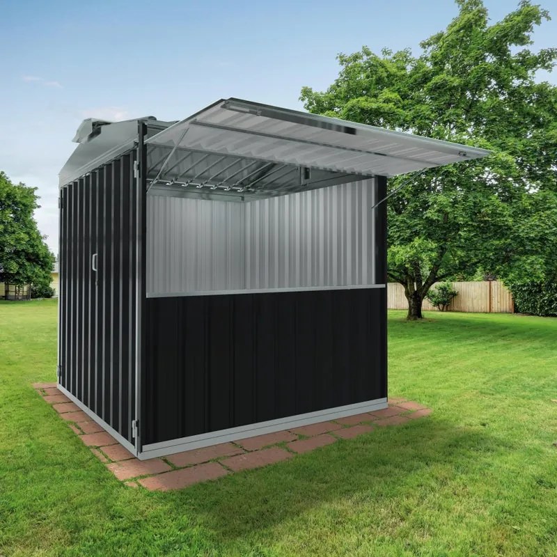 Chiosco in acciaio grigio 2.7 x 2.7 m, superficie esterna 7.42 m² e spessore parete 60 mm, senza pavimento porta a due ante, SAPIL Cuba antracite