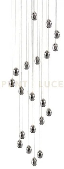 Lampada a sospensione golden egg, 20 vetri cromo, led 96w, 5570lm 3...