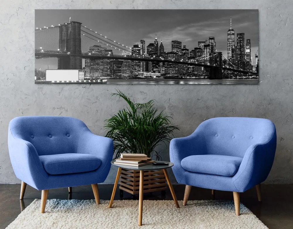 Quadro su tela – Ponte di Brooklyn incantevole in bianco e nero