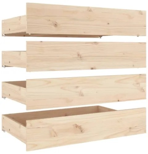 Cassettoni da Letto 4 pz in Legno Massello di Pino