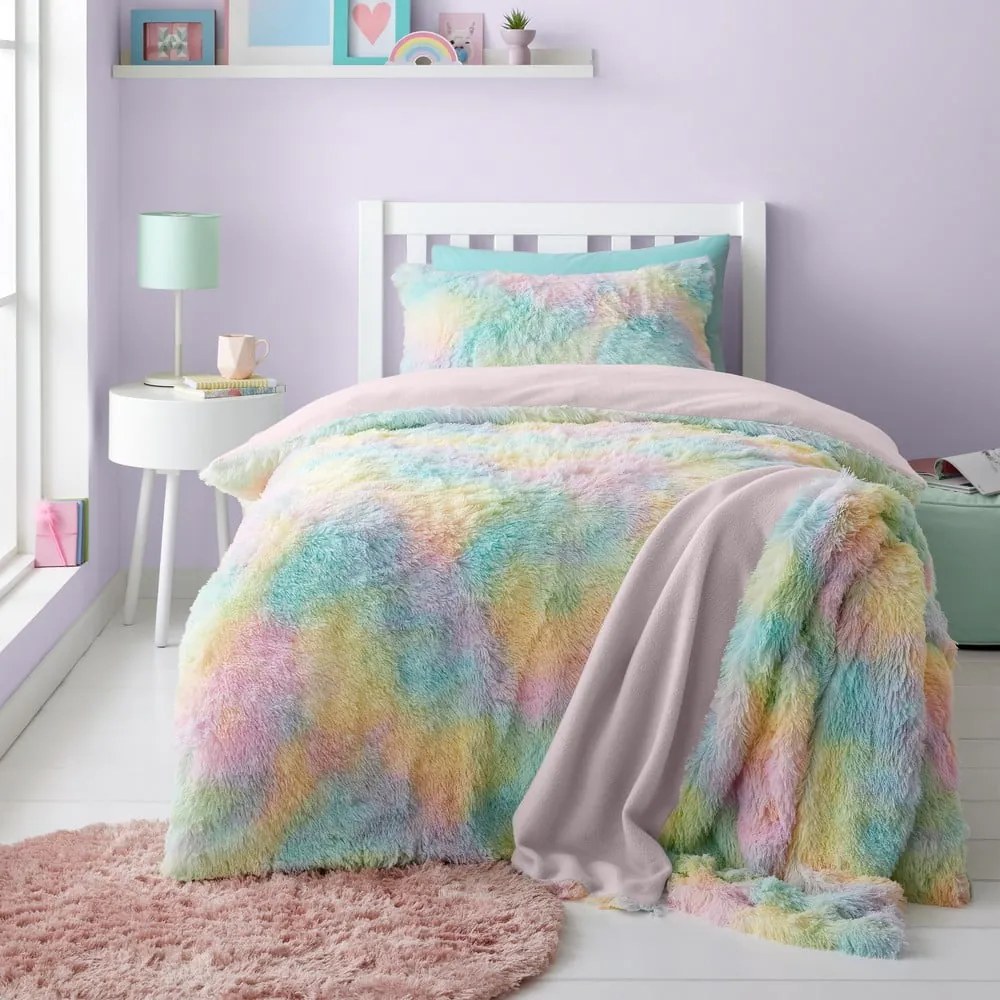 Set copripiumino e federa da bambini in micropile per letto matrimoniale e per letto esteso 230x220 cm Rainbow Cuddly – Catherine Lansfield