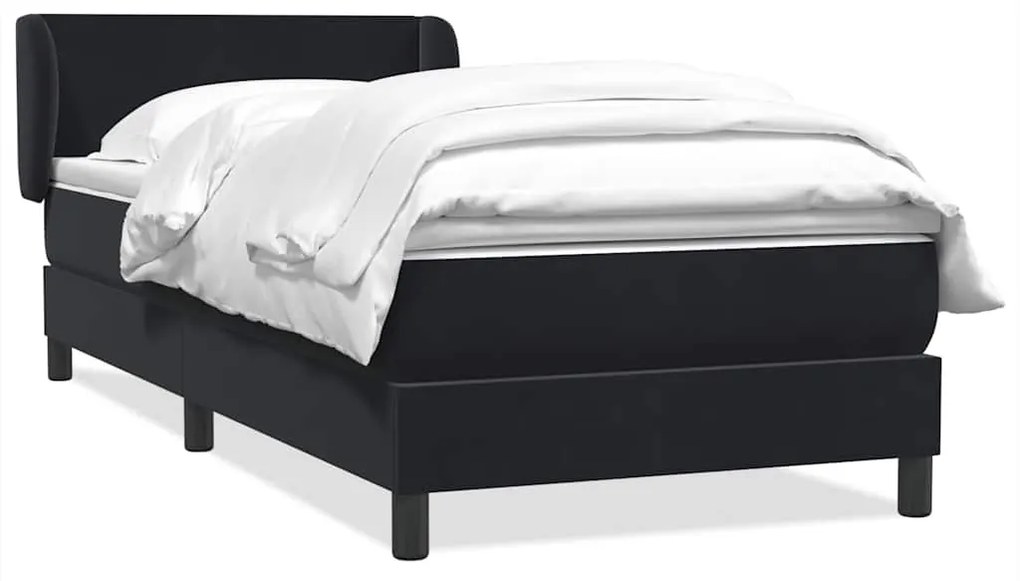 Giroletto A Molle Con Materasso Nero 90x210 Cm İn Velluto /