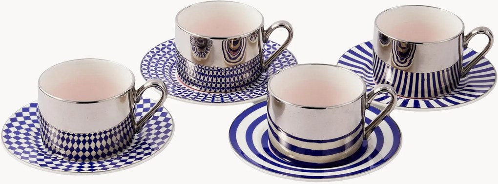 Set tazzine da caffè in porcellana con piattino Aunty, set da 8