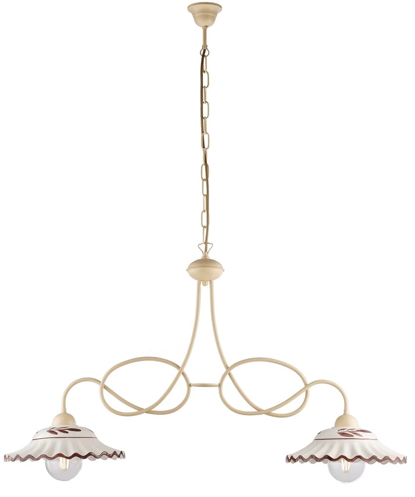 Bilanciere Country Chic Bistrot 2 Luci Avorio Con Ceramica Vietrese