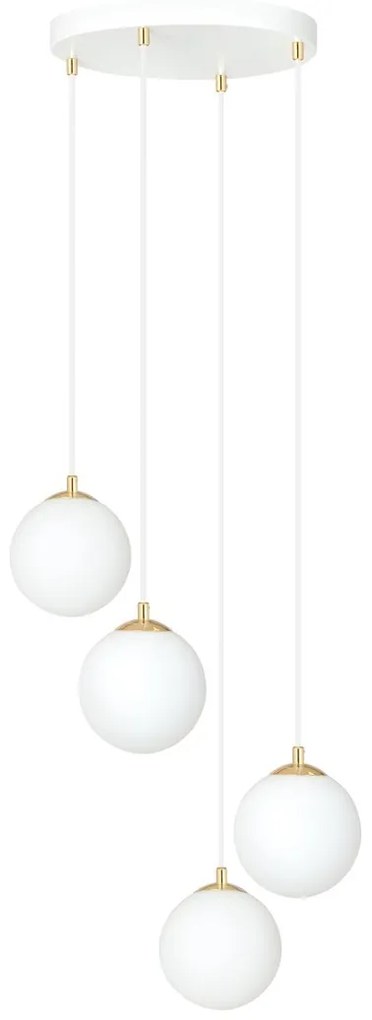 Lampadario a Sospensione in Acciaio e Vetro ROYAL 4 Bianco o Nero 4xE14