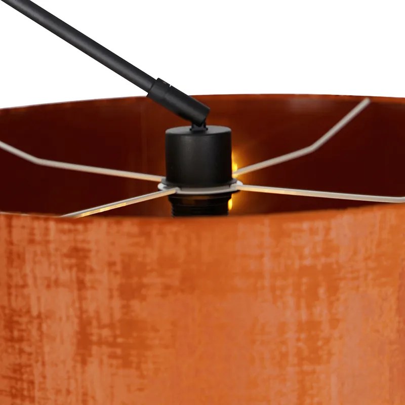 Lampada da terra moderna nera con paralume arancione 50 cm - Editor