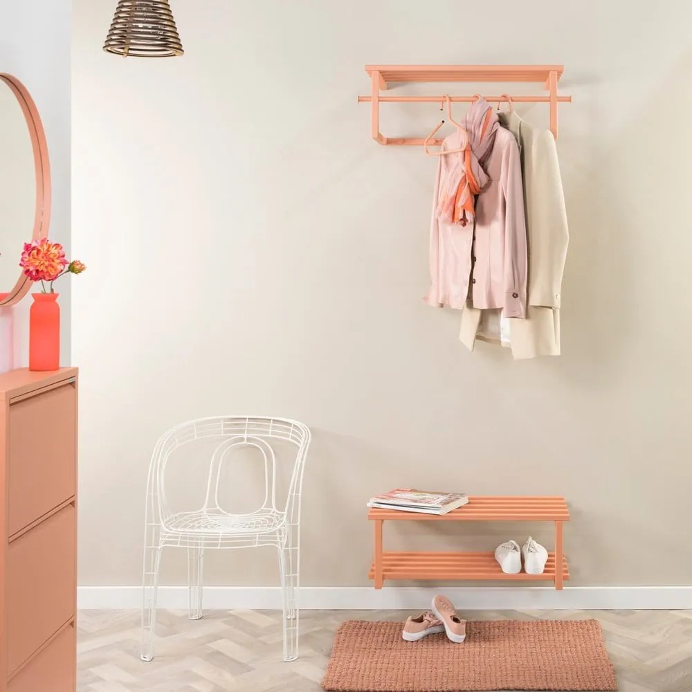Scarpiera color salmone in metallo da parete 71x26x34 cm Marco – Spinder Design