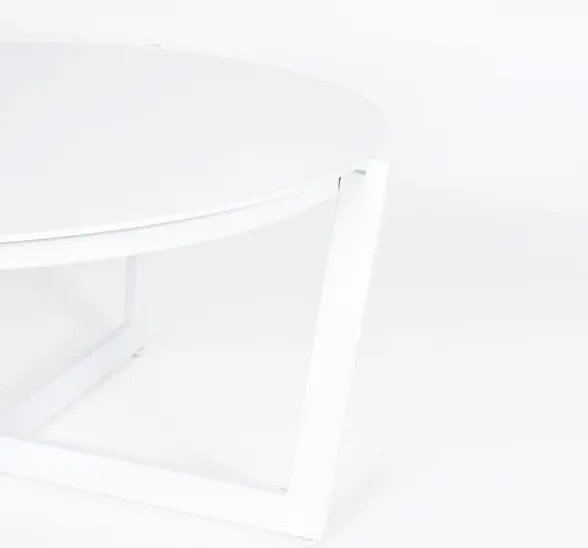 Salotto Da Esterno In Alluminio Con Divano 2 Poltrone E Tavolino Tondo Sirenus Bianco Bizzotto