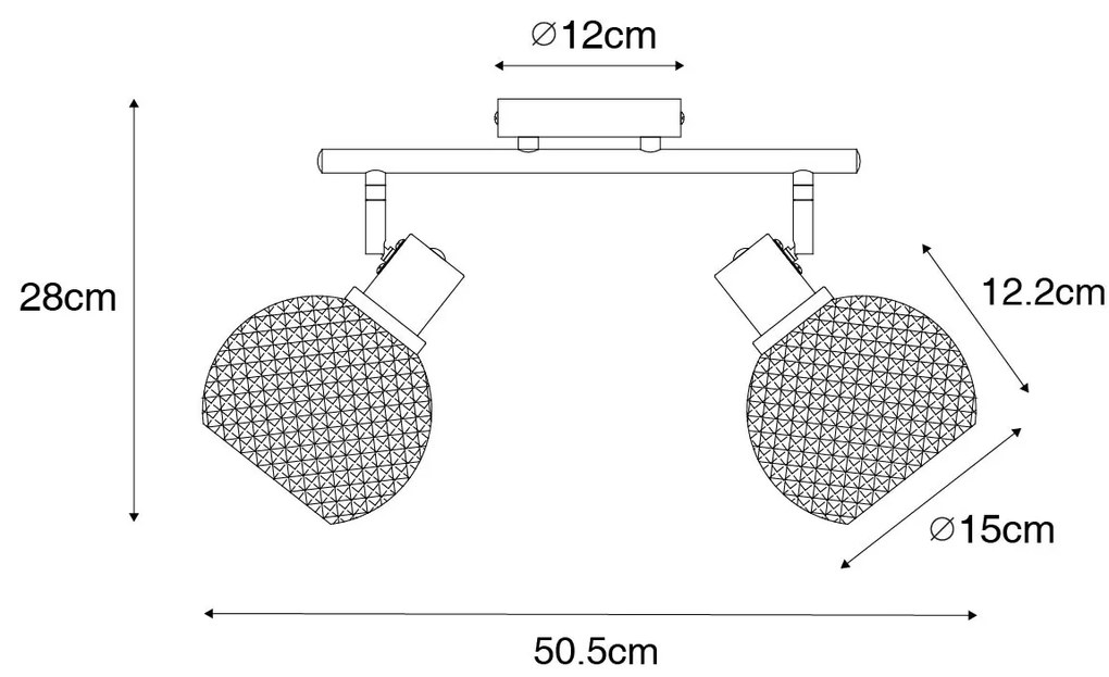Faretto di design nero con vetro fumé 2 luci - Chico